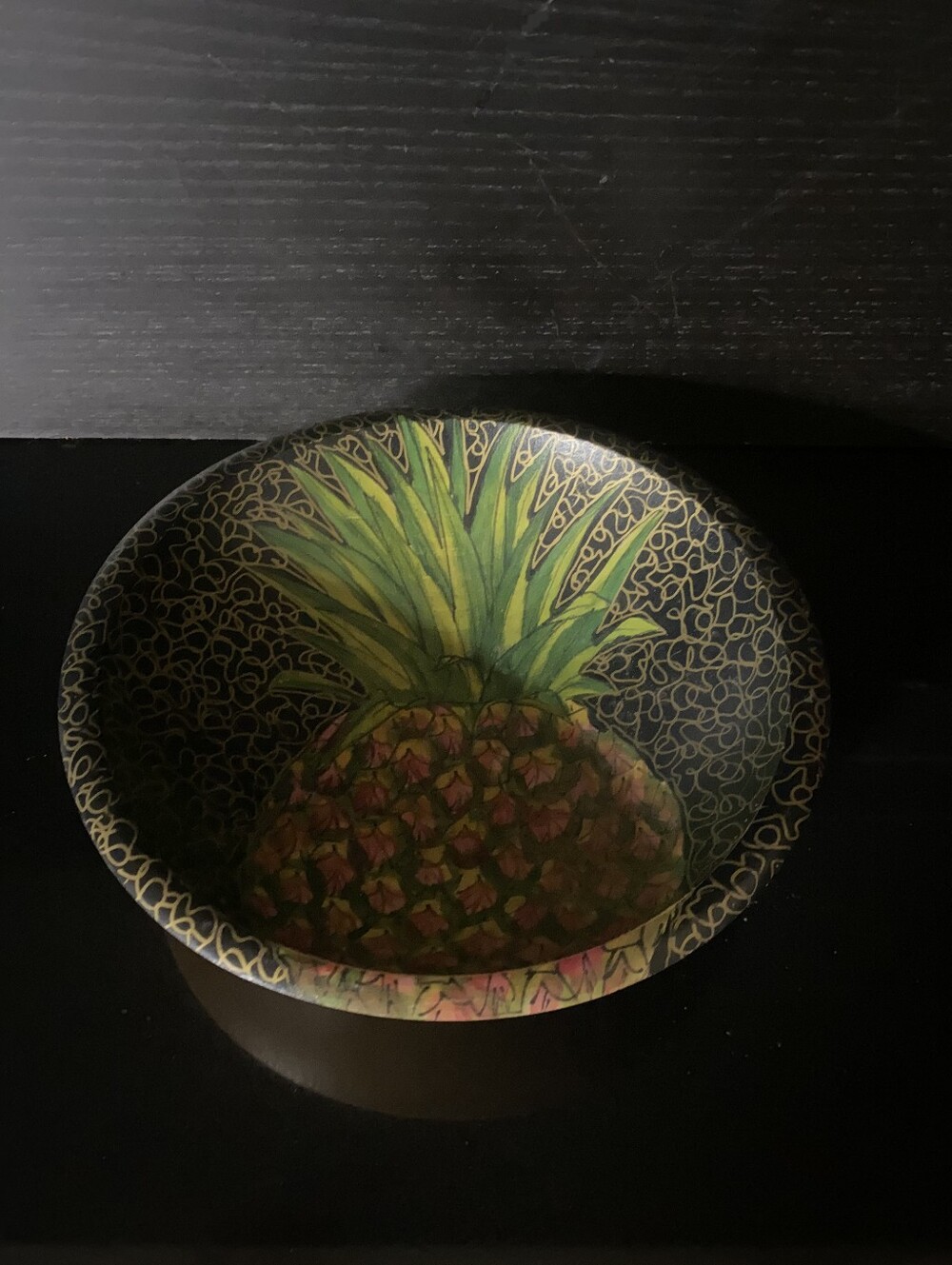 Janis Childs Pineapple Art Bowl Hand painted One-Of-A-Kind